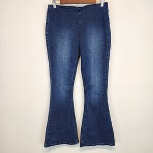 Rock And Roll Denim Bargain Bell Jeans Pull On Flare Size 30X32 Blue Hippie